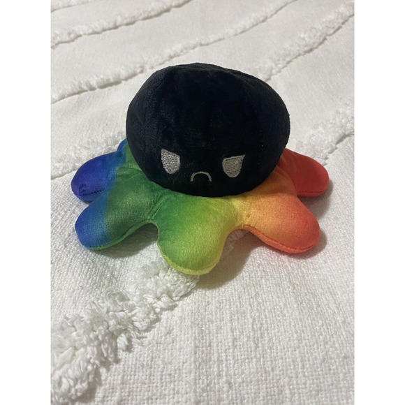 Octopus TeeTurtle Moody Happy Sad Reversible Rainbow Plush Small - Picture 2 of 4